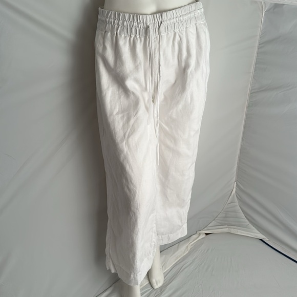 J Crew Seaside wide leg white cropped linen drawstring waist pants - Picture 1 of 16